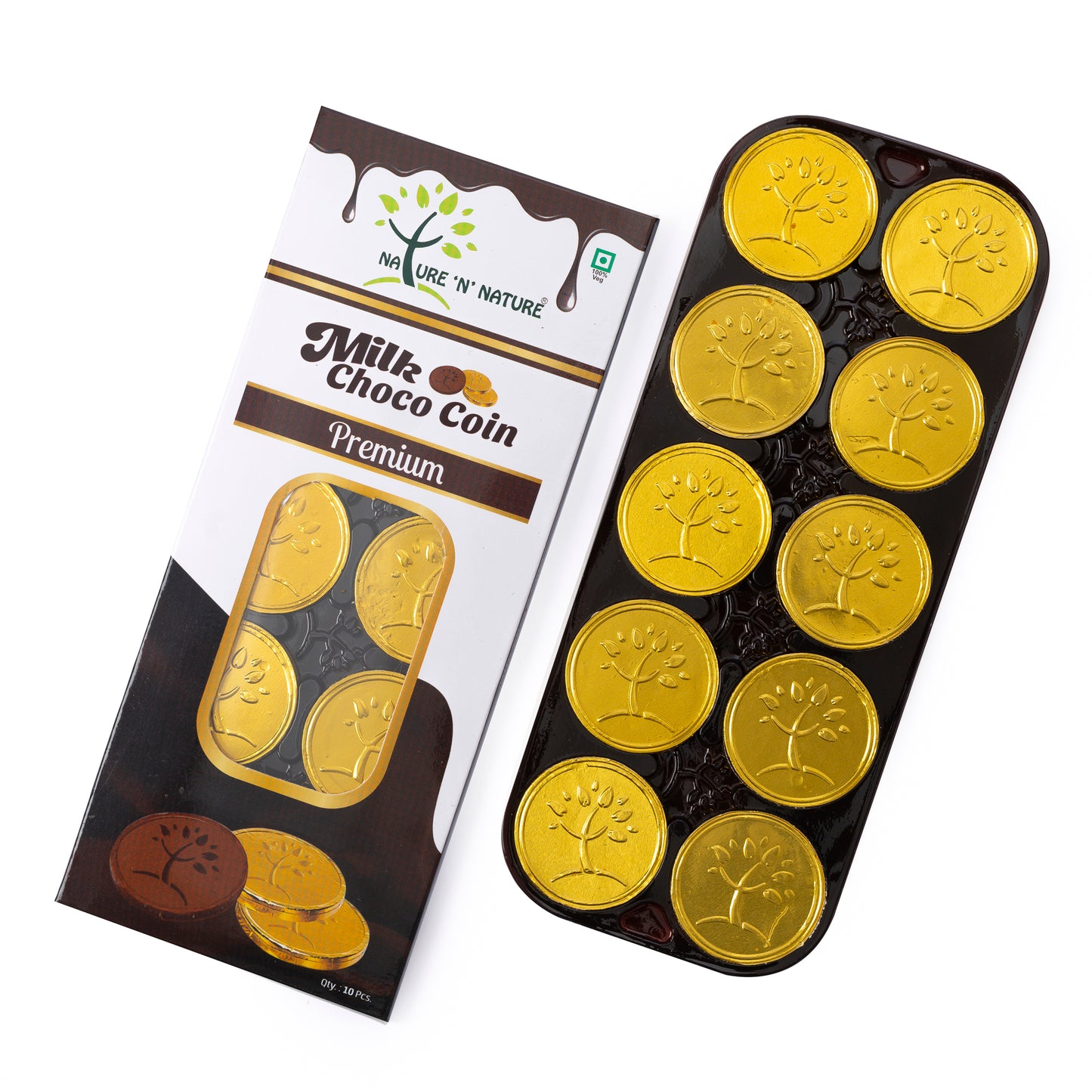 NATURE 'N' NATURE Gold Coin Milk Chocolate Premium Pack, 60gms (10 Big Coins), Pack of 2