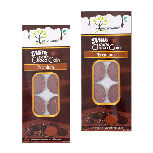 NATURE 'N' NATURE Coffee Coin Milk Caffe Chocolate Premium Pack, 60gms (10 Big Coins), Pack of 2
