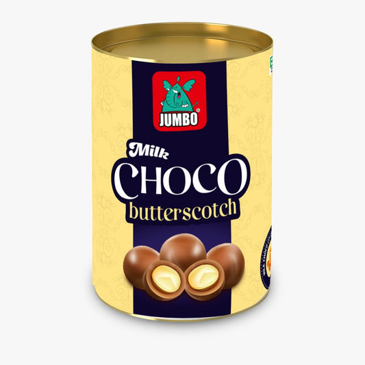 JUMBO Milk Choco Butterscotch, Milk Chocolate Covered Butterscotch balls, 70g Tin Pack