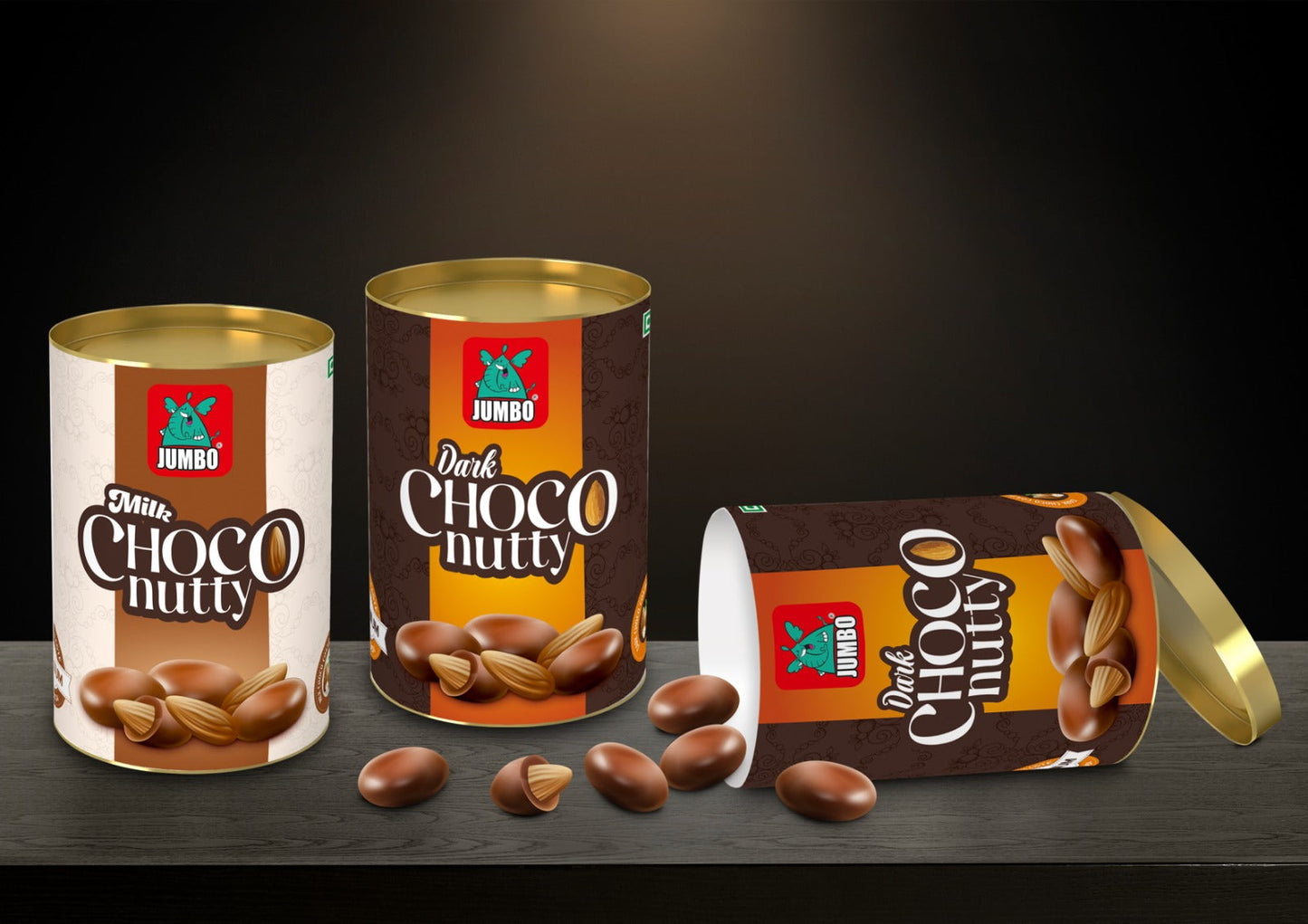 JUMBO Milk Choco Nutty, Milk Chocolate Covered Nutty Roasted Almonds, 70g Tin Pack