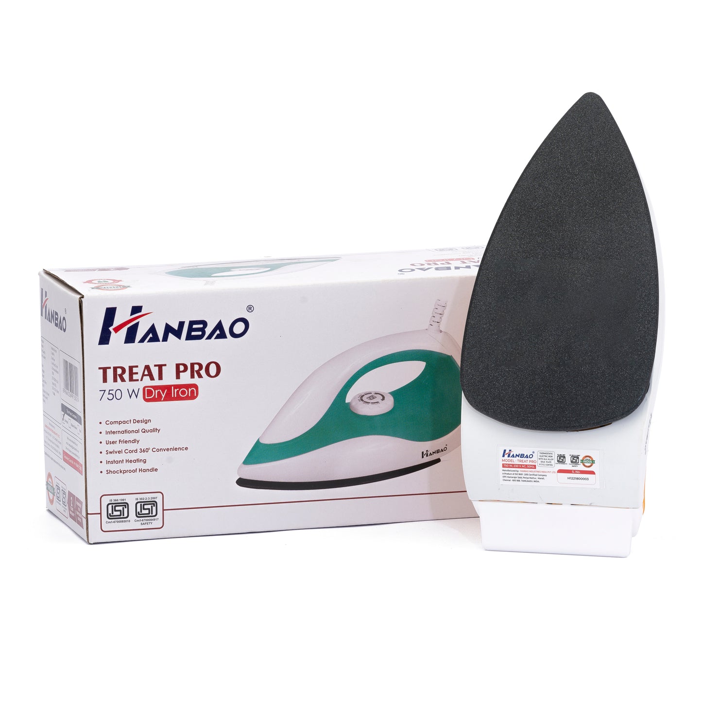 HANBAO 750W Electric Dry Iron, TREAT PRO, 2 Years Warranty*