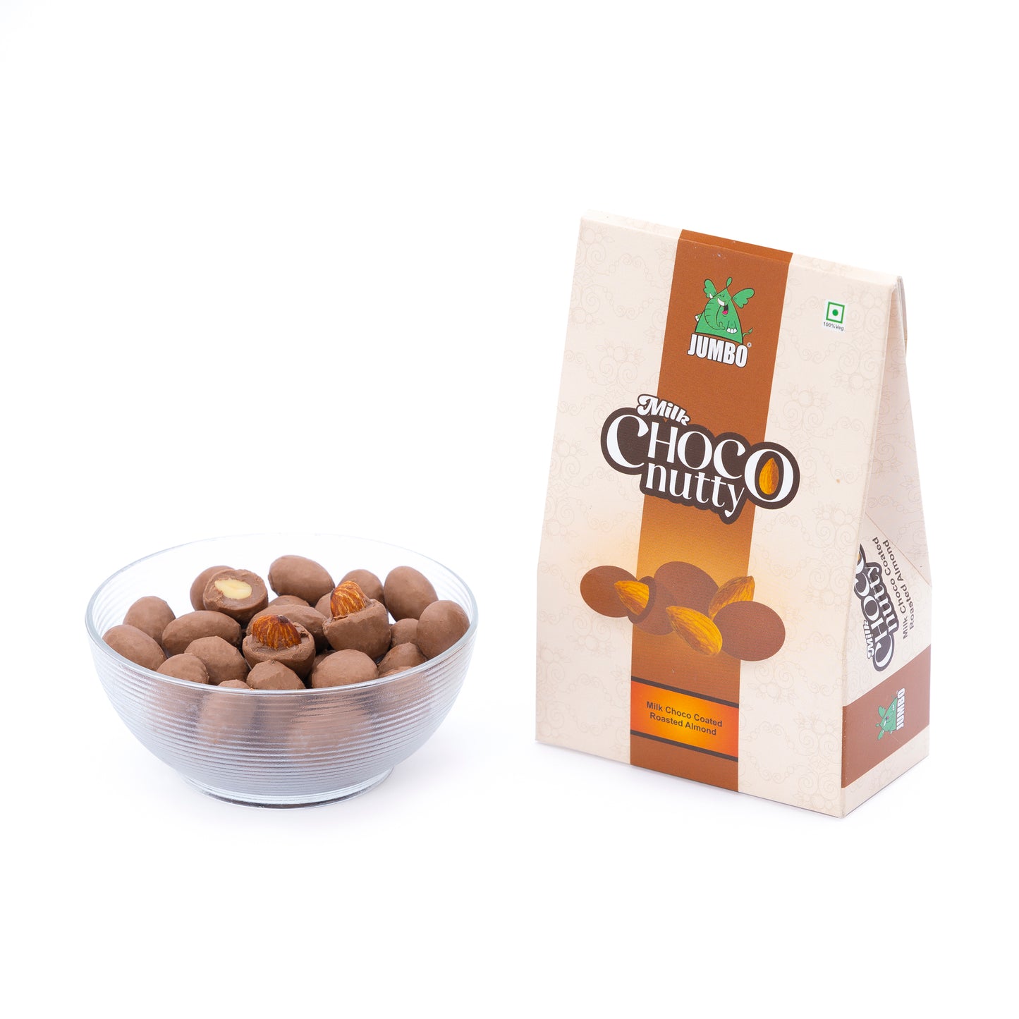 JUMBO Milk Choco Nutty, Milk Chocolate Covered Nutty Roasted Almonds, 100gms Treat Pack