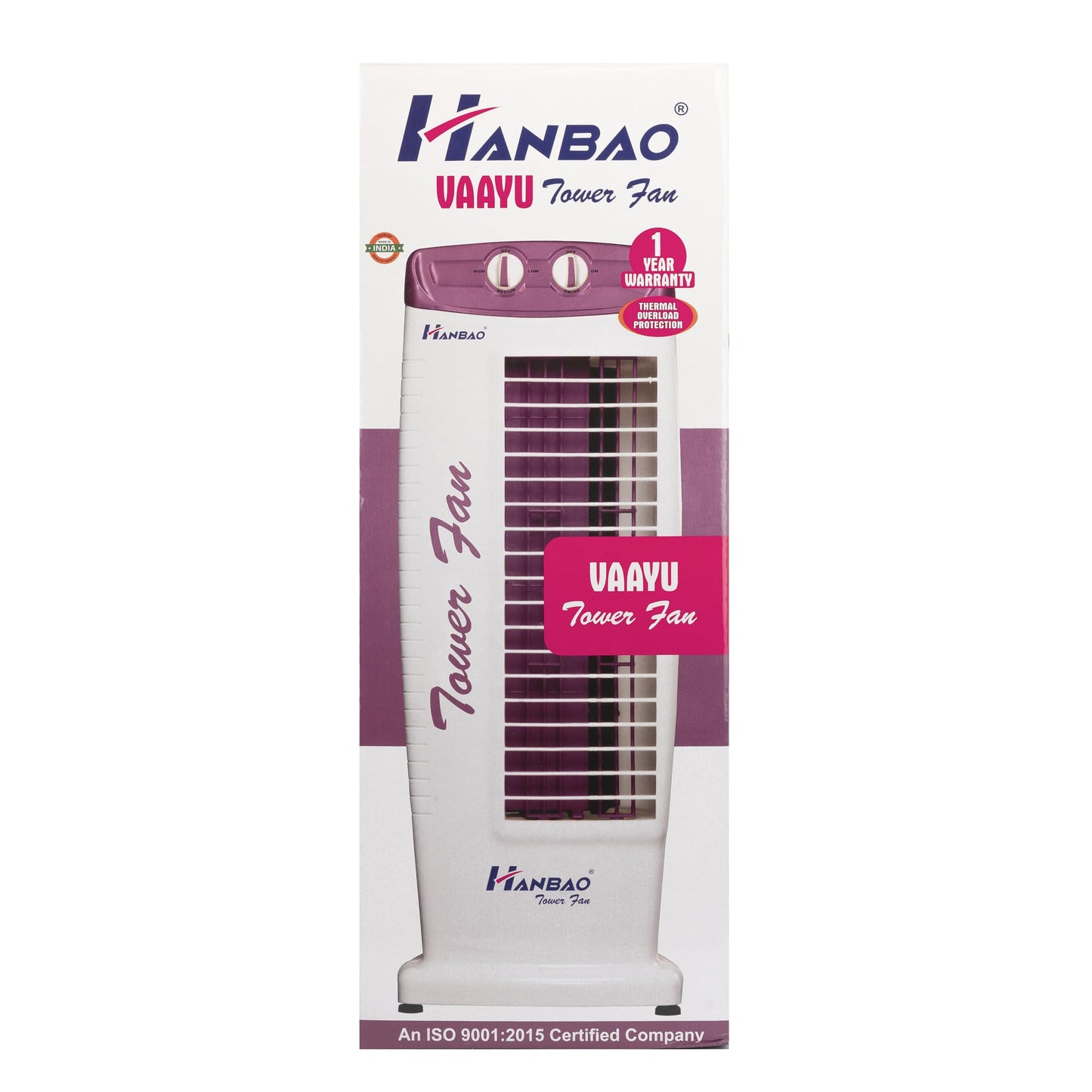 Hanbao Tower Fan- Vaayu, 12 months Warranty